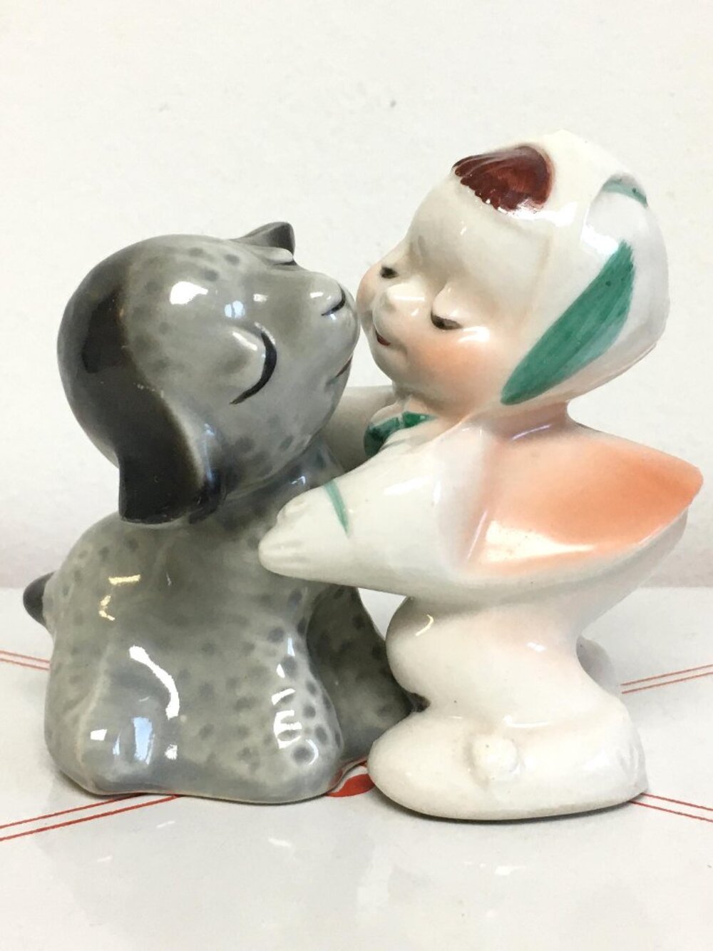 Vintage 1950's "Mary Had a Little Lamb" Hugging Salt & Pepper Set